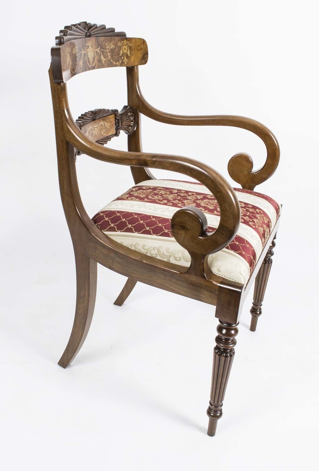 photo furniture Pair Of English Regency Style Burr Walnut Armchairs