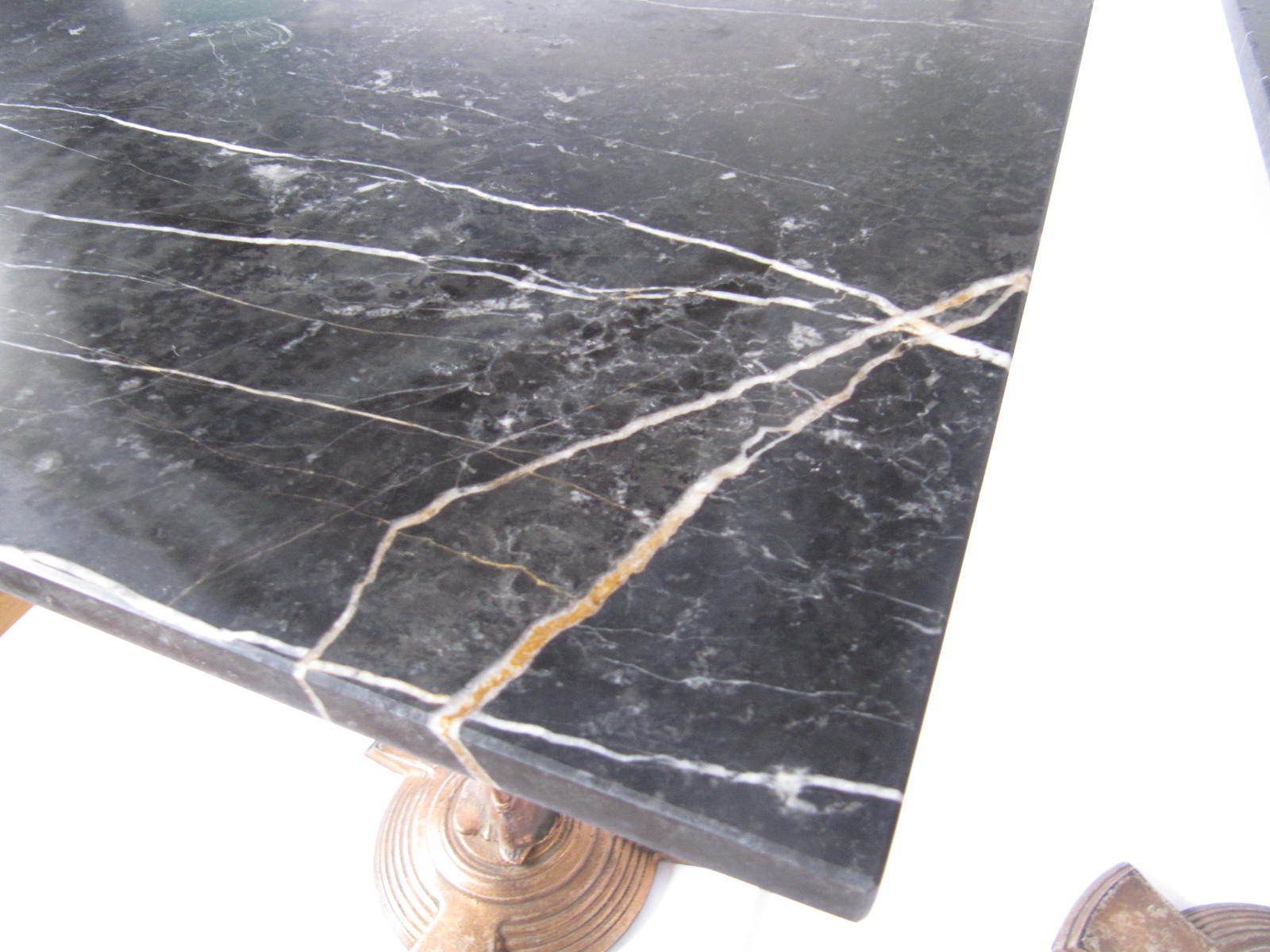 Furniture Art Deco C1920s Cast Iron & Marble French Cafe Bar Or Side Tables (We Have Several In Stock) photo