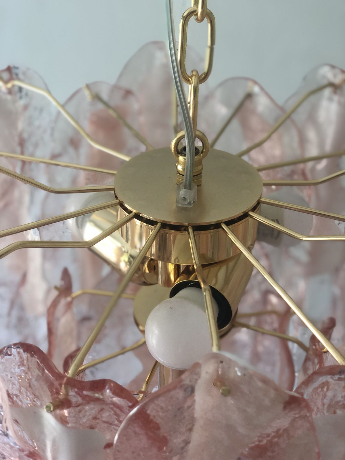 Pink “Fiamma” Murano Glass Chandelier photo Lighting