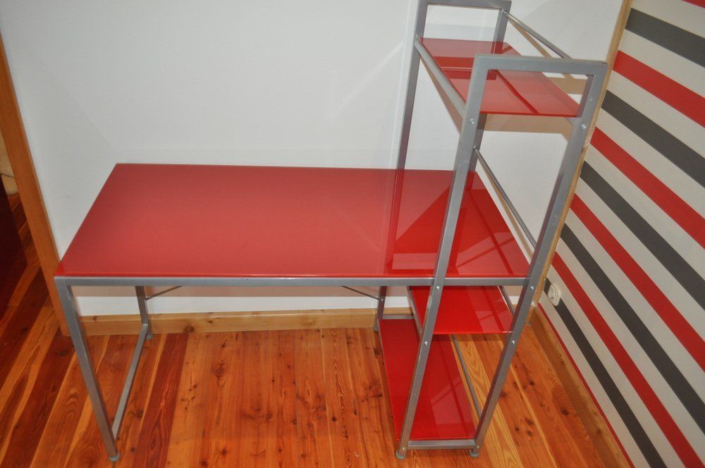 photo buy Bauhaus Red Desk, Chair & Metal Cabinet, Set Of 3