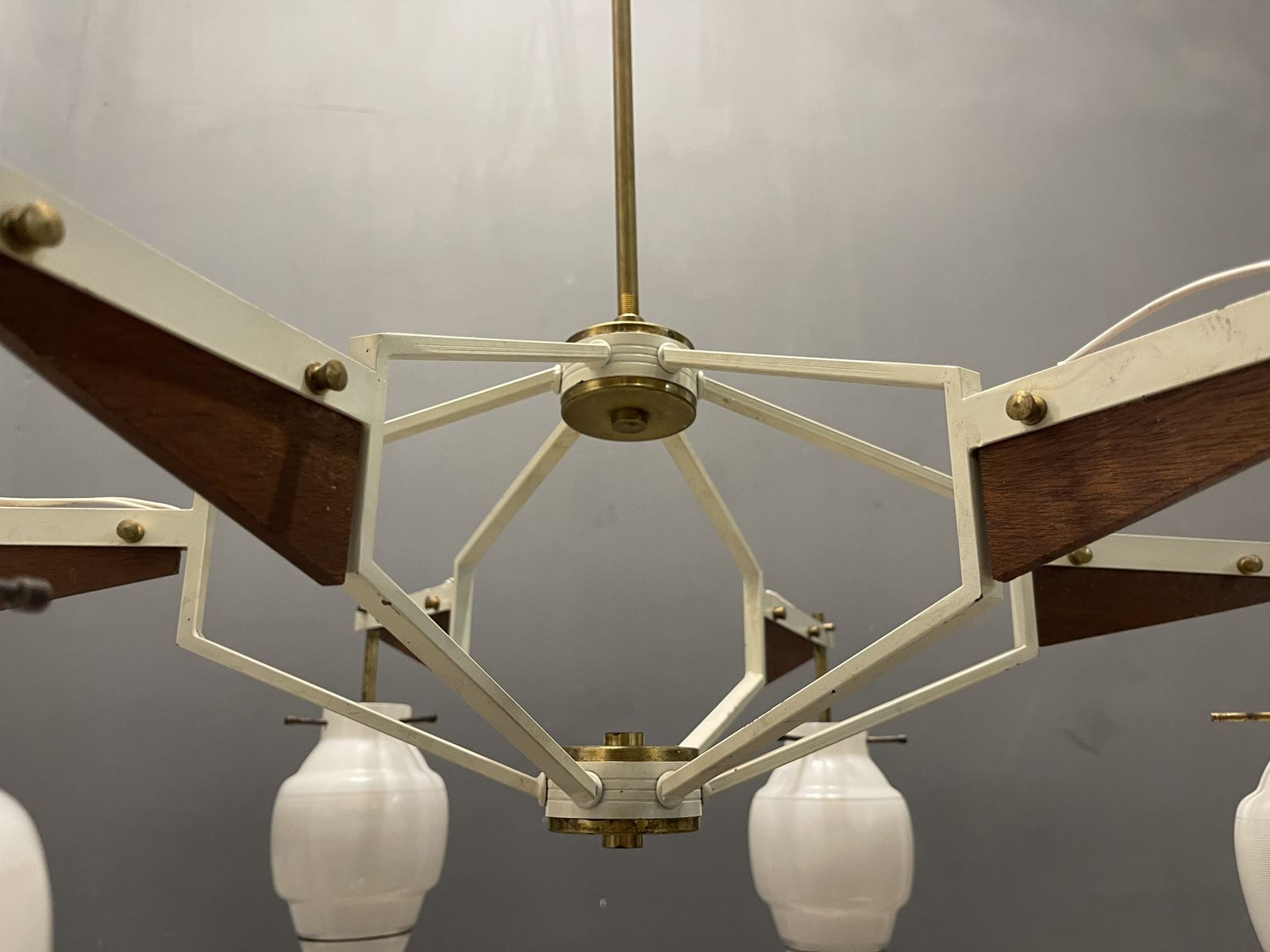 photo for sale Italian Architectural Stilnovo Chandelier 1950’s