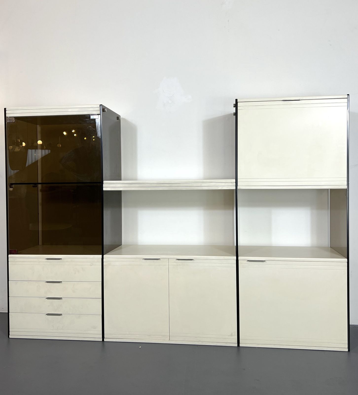 Gallotti & Radice, Smoked Glass And Lacquered Wood Cabinet From 70s