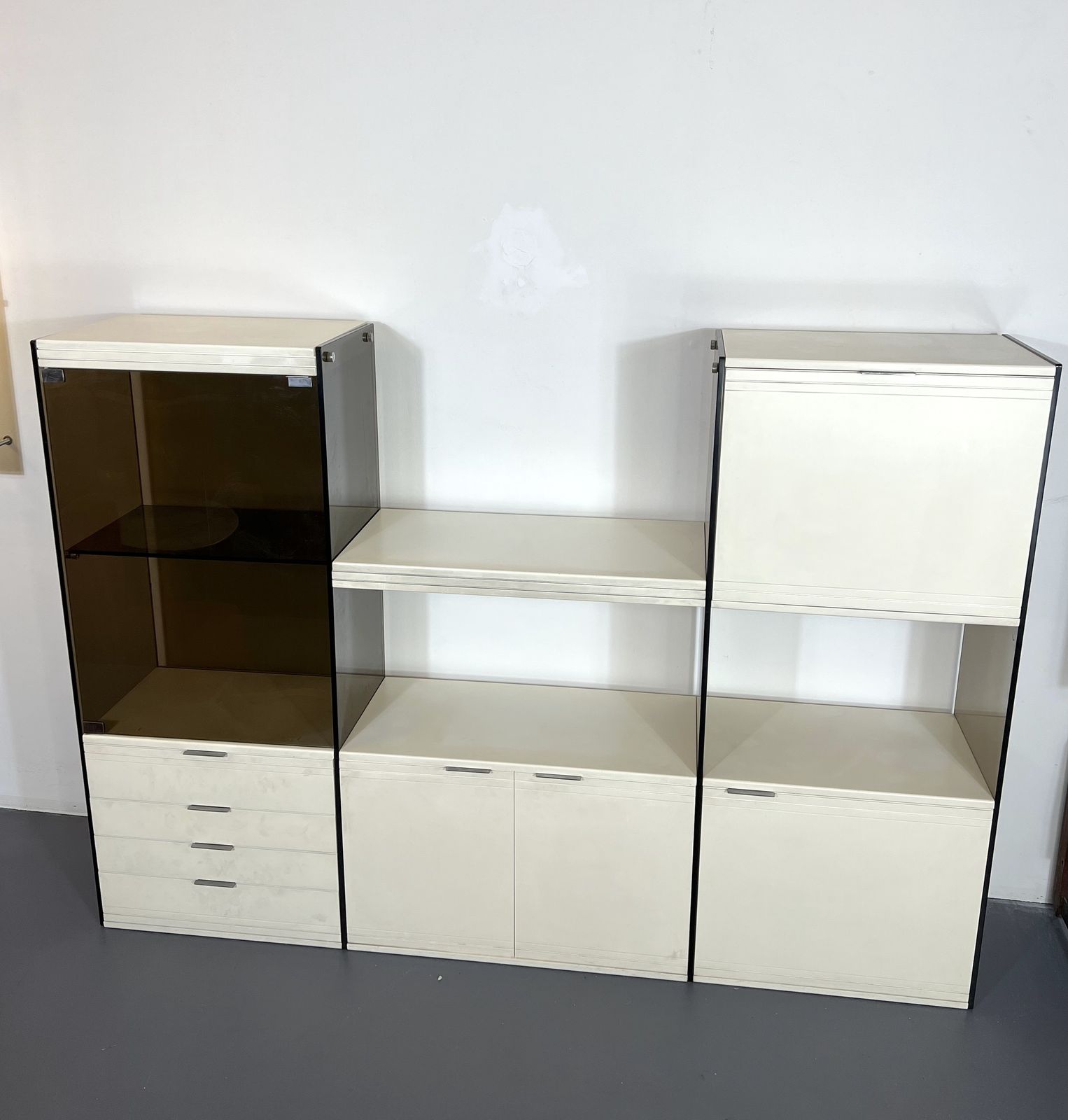 Gallotti & Radice, Smoked Glass And Lacquered Wood Cabinet From 70s photo Furniture
