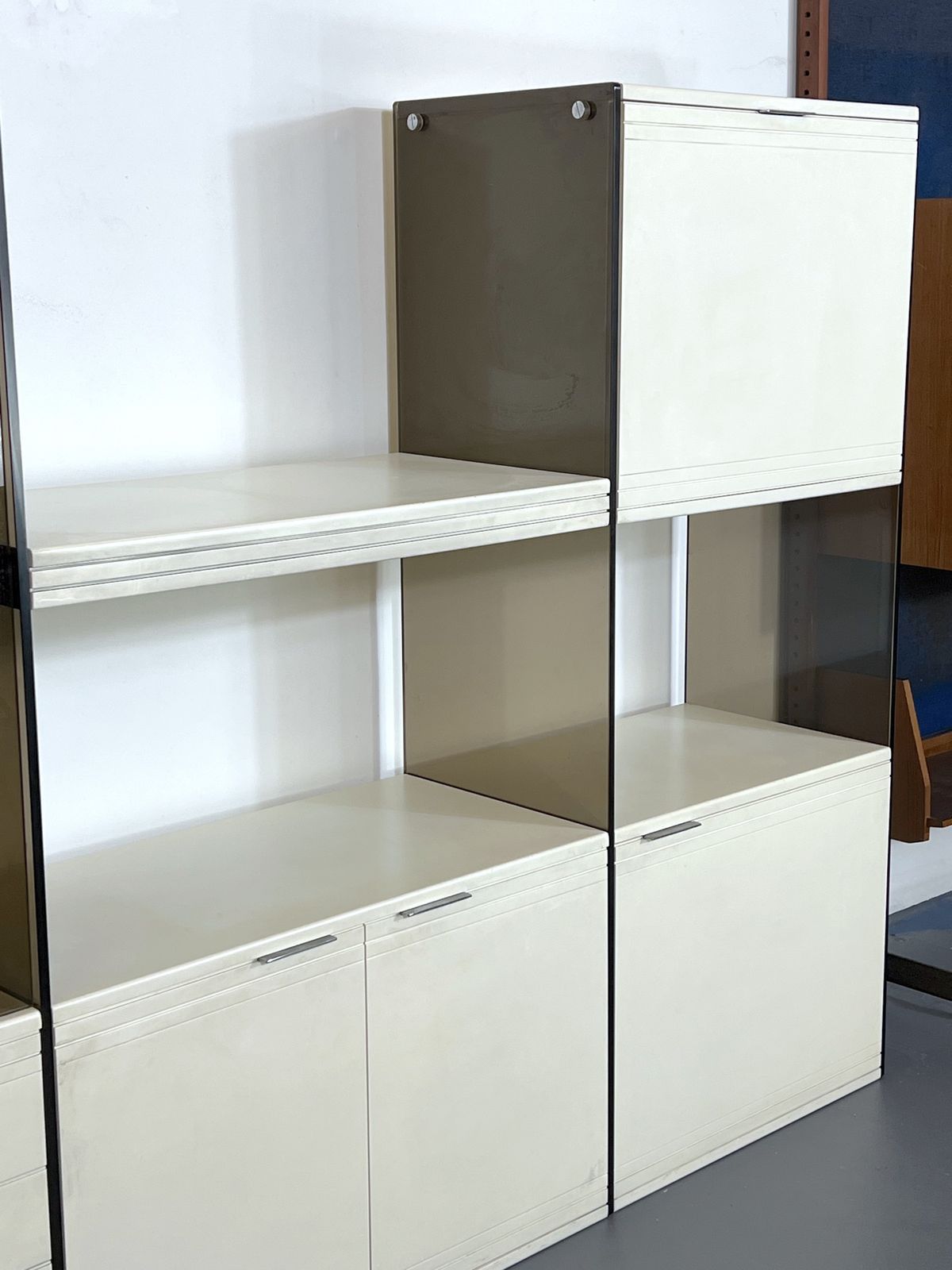 Gallotti & Radice, Smoked Glass And Lacquered Wood Cabinet From 70s photo vinterior