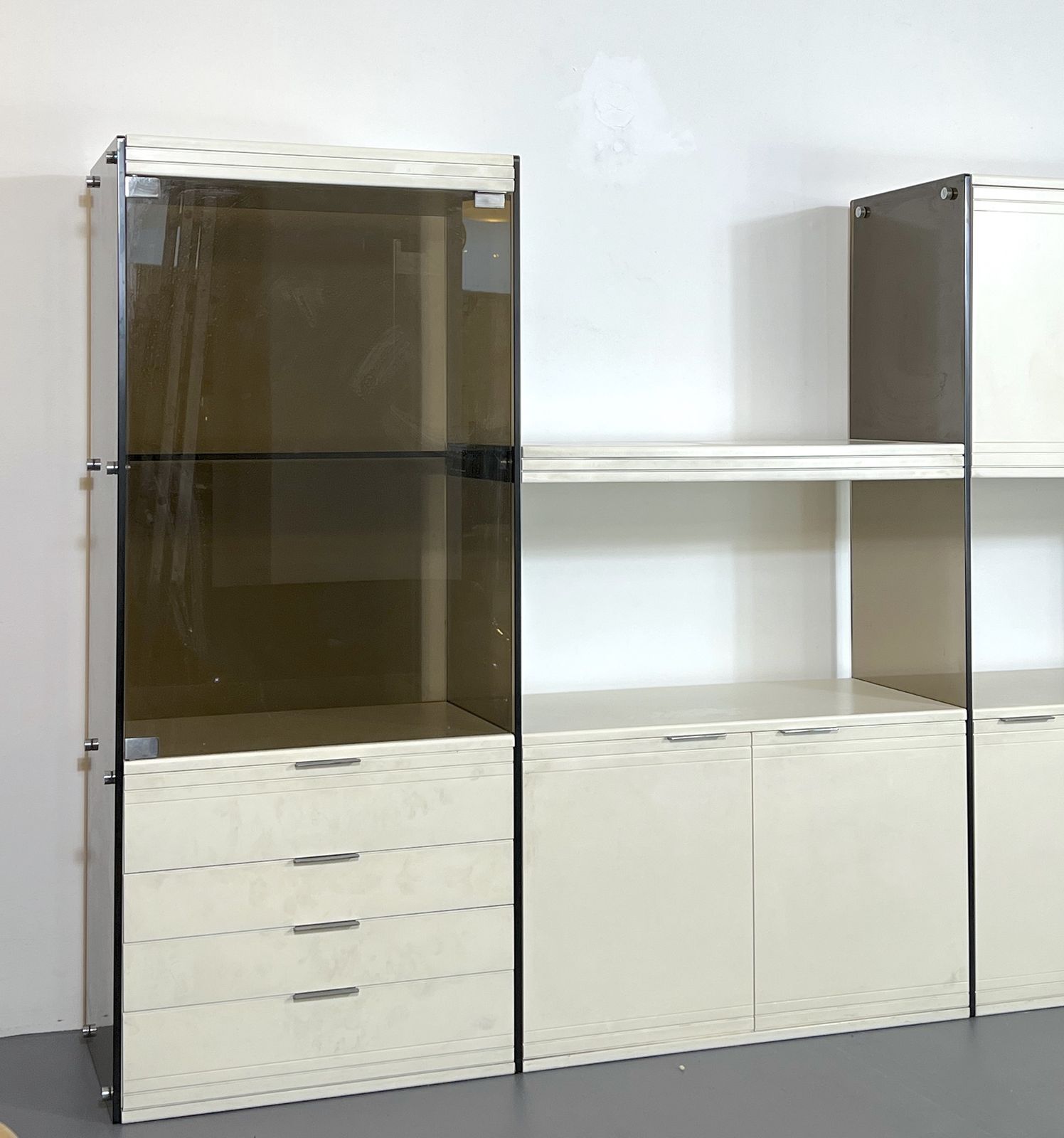 Gallotti & Radice, Smoked Glass And Lacquered Wood Cabinet From 70s photo vintage