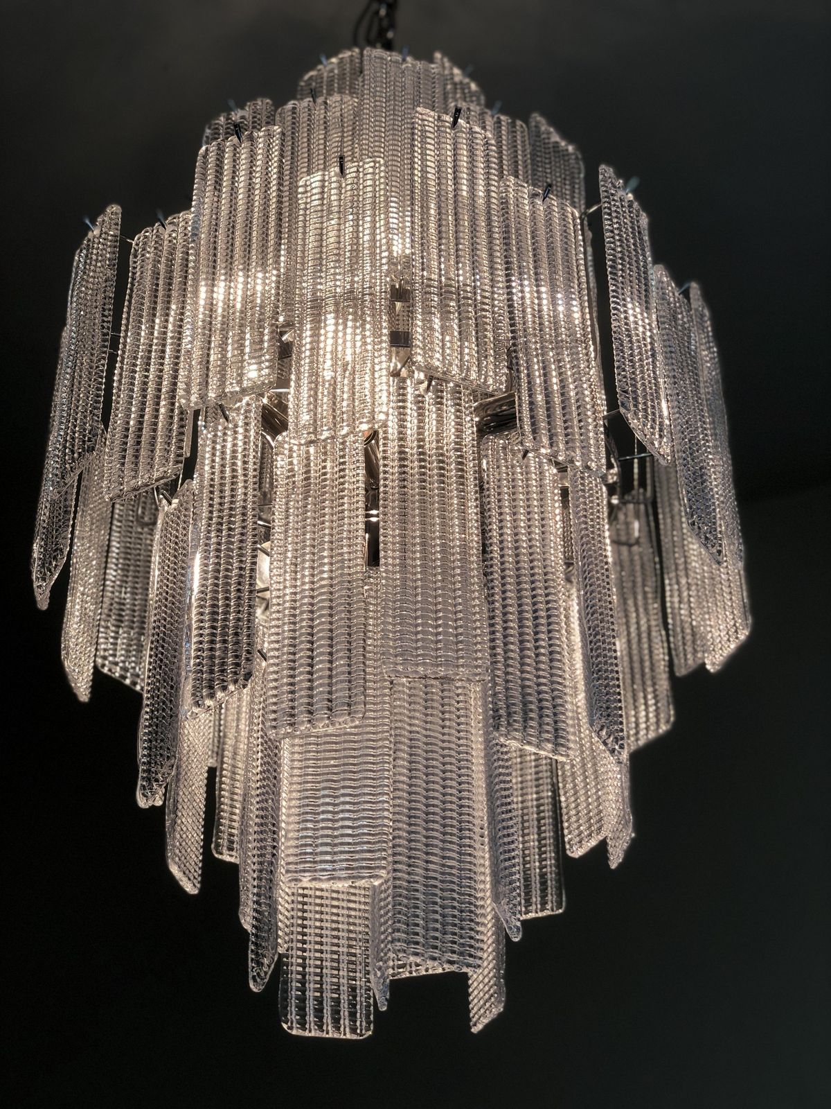 Huge Modern Transparent Striped Listelli Murano Glass Chandelier photo buy