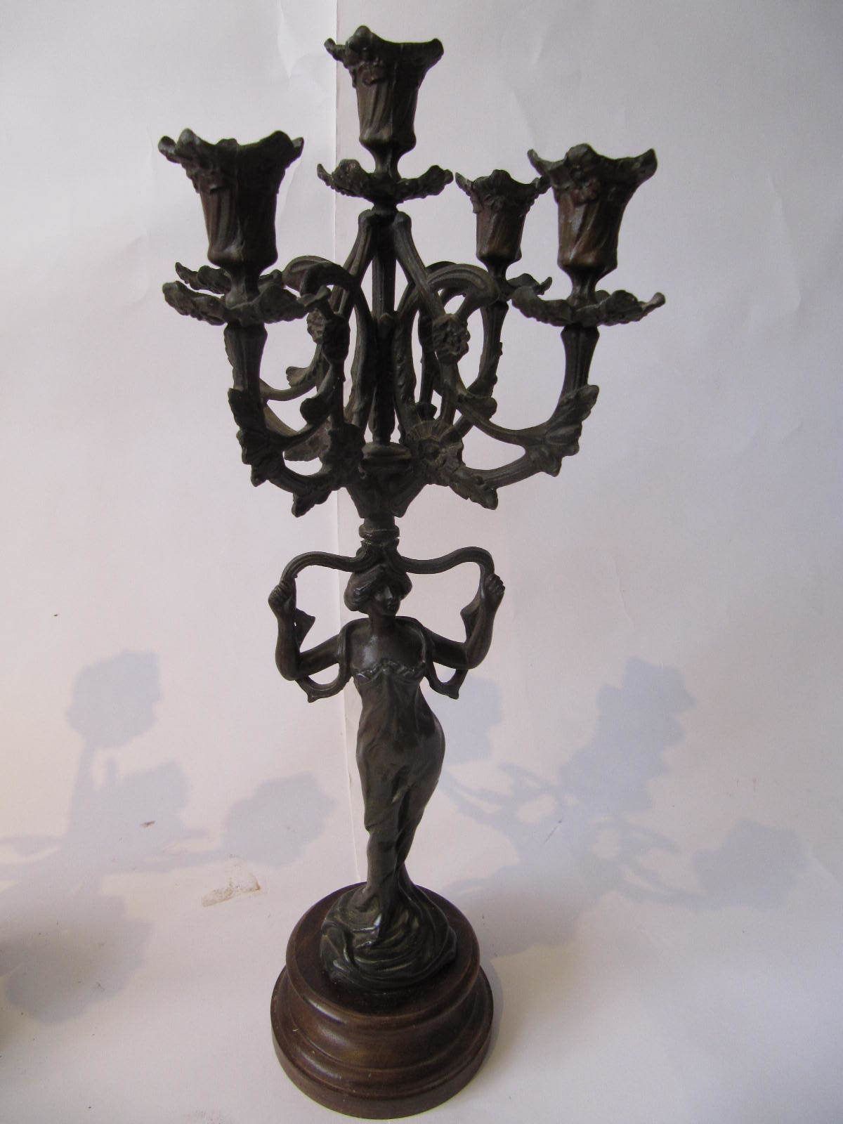 Art Nouveau Figure Candelabra Pair, 5 Candle photo furniture