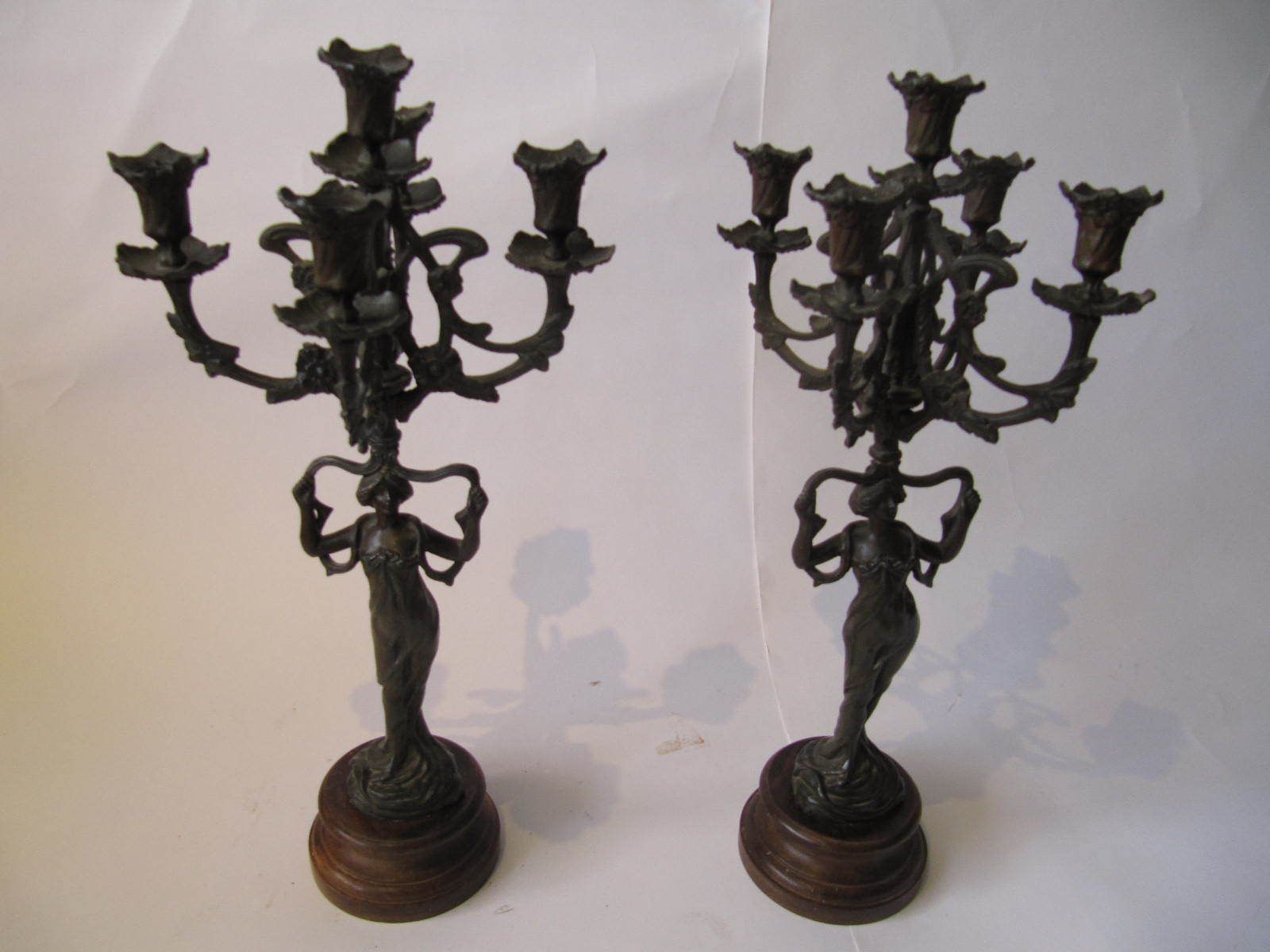 photo buy Art Nouveau Figure Candelabra Pair, 5 Candle