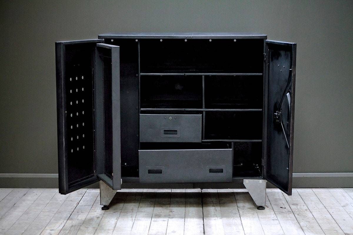 An Industrial Two Door Cabinet Marked No.195 photo furniture