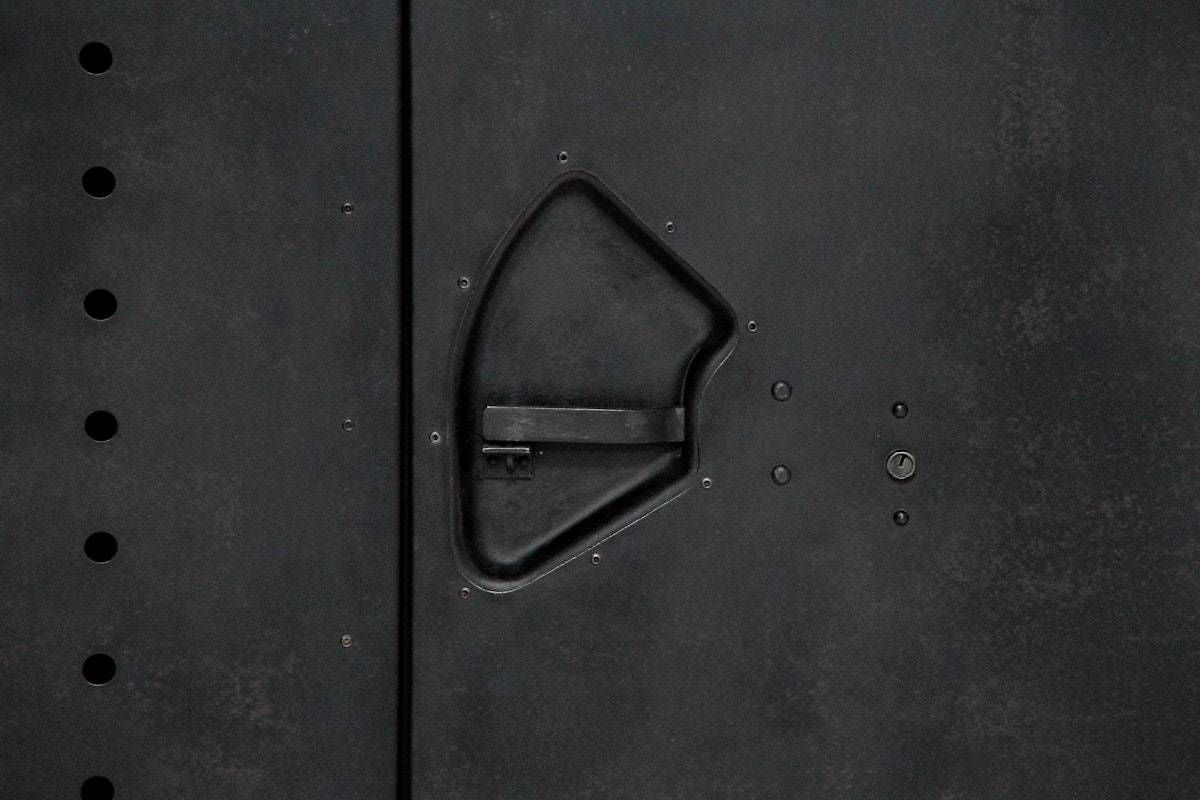 An Industrial Two Door Cabinet Marked No.195 photo vintage