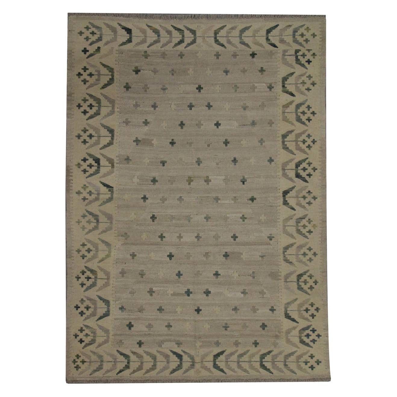 Beige Kilim Traditional Carpet Kilim Scandinavian Style Wool Area Rug