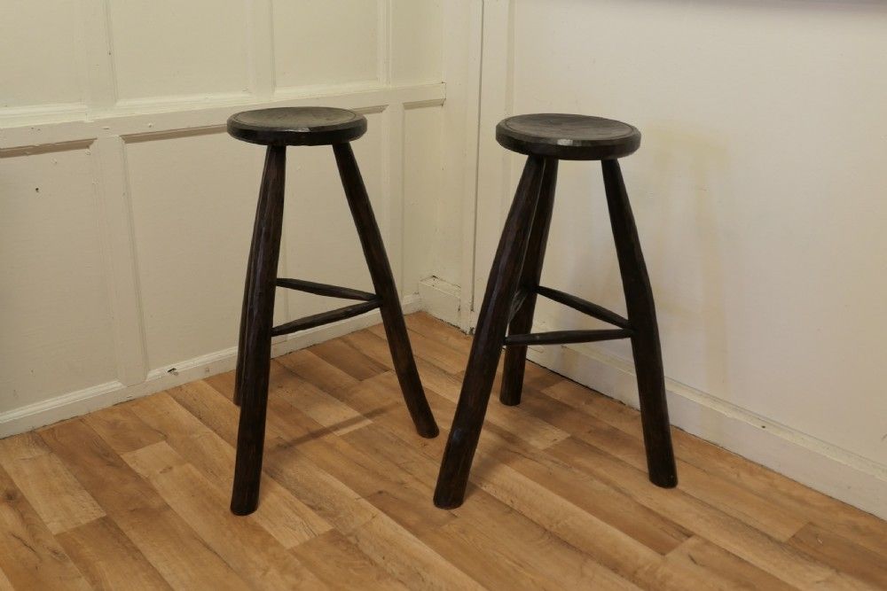 A Pair Of Very Rustic 19th Century French High Stools photo for sale
