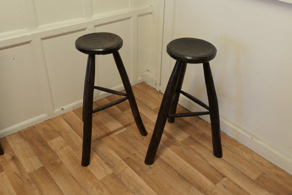A Pair Of Very Rustic 19th Century French High Stools photo Furniture