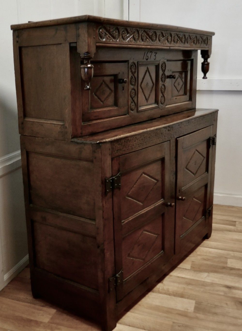 17th Century Carved Oak Court Cupboard, Livery Cupboard photo Furniture