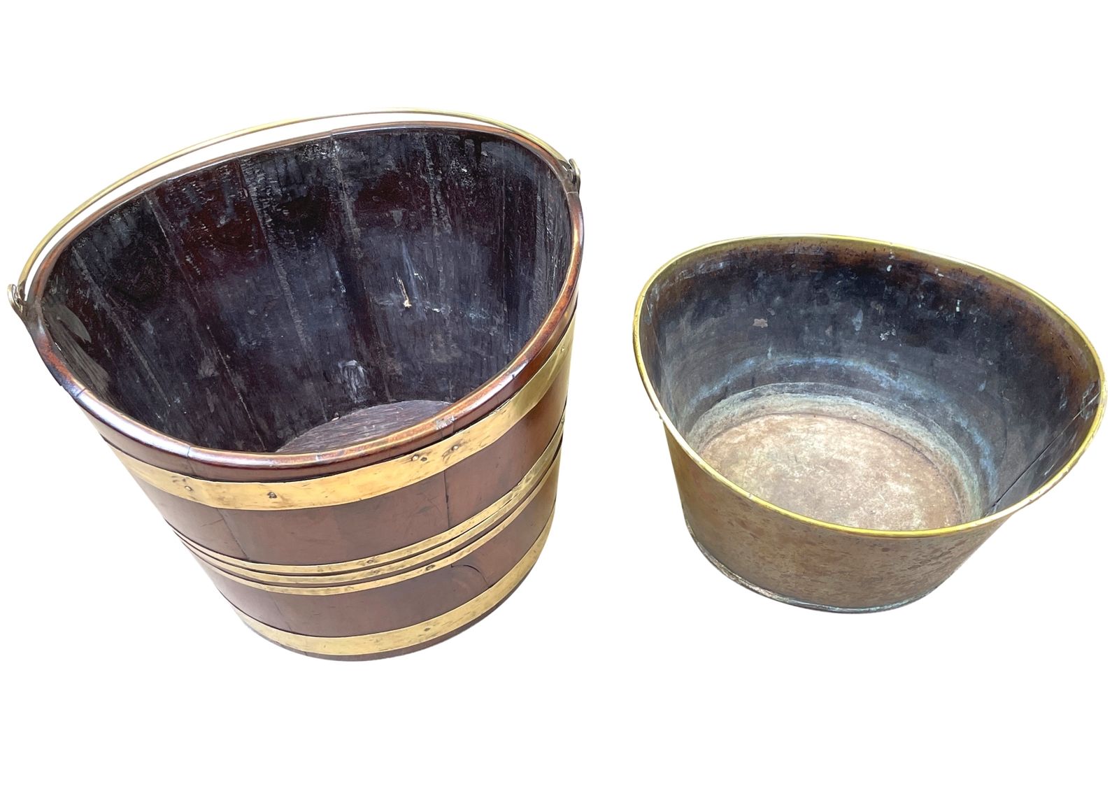 Georgian Mahogany & Brass Bucket (England, Circa 1770) photo vintage