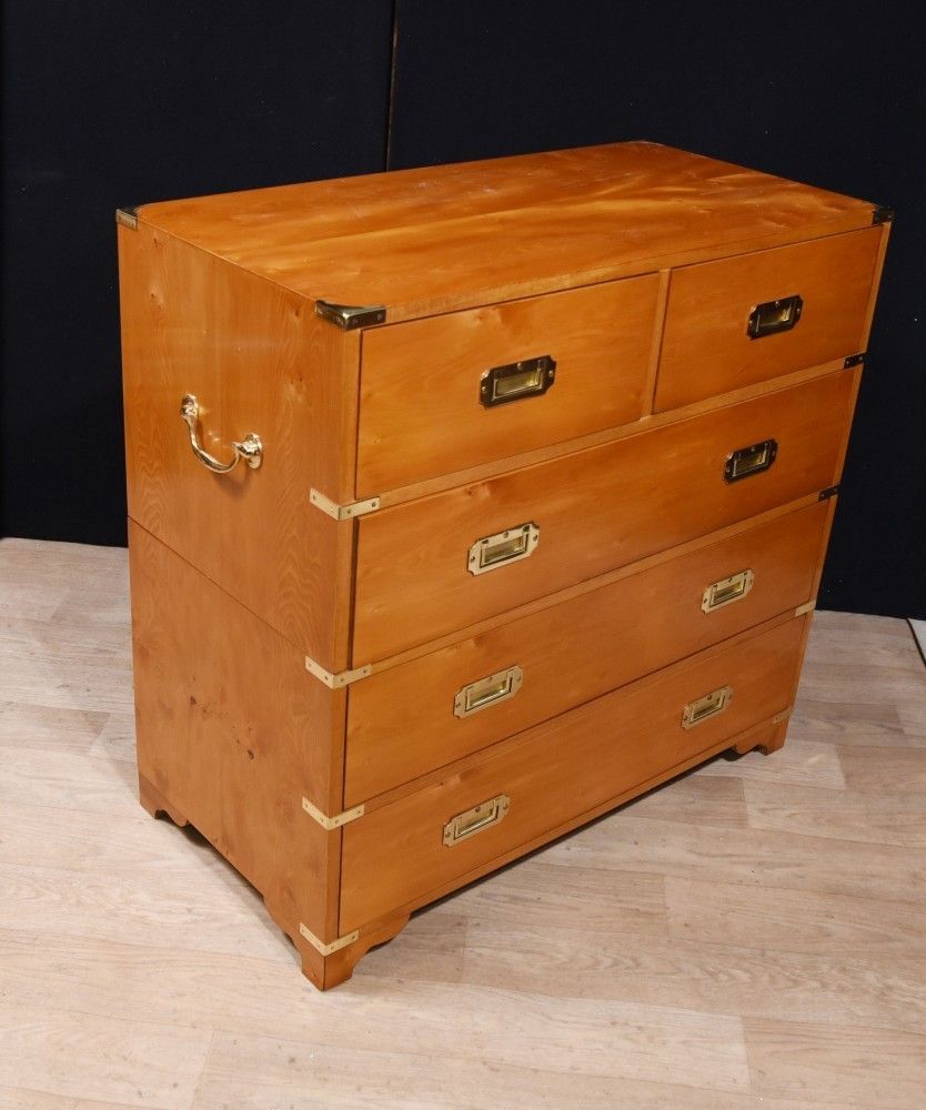 Walnut Campaign Chest Of Drawers  Colonial Commode photo furniture