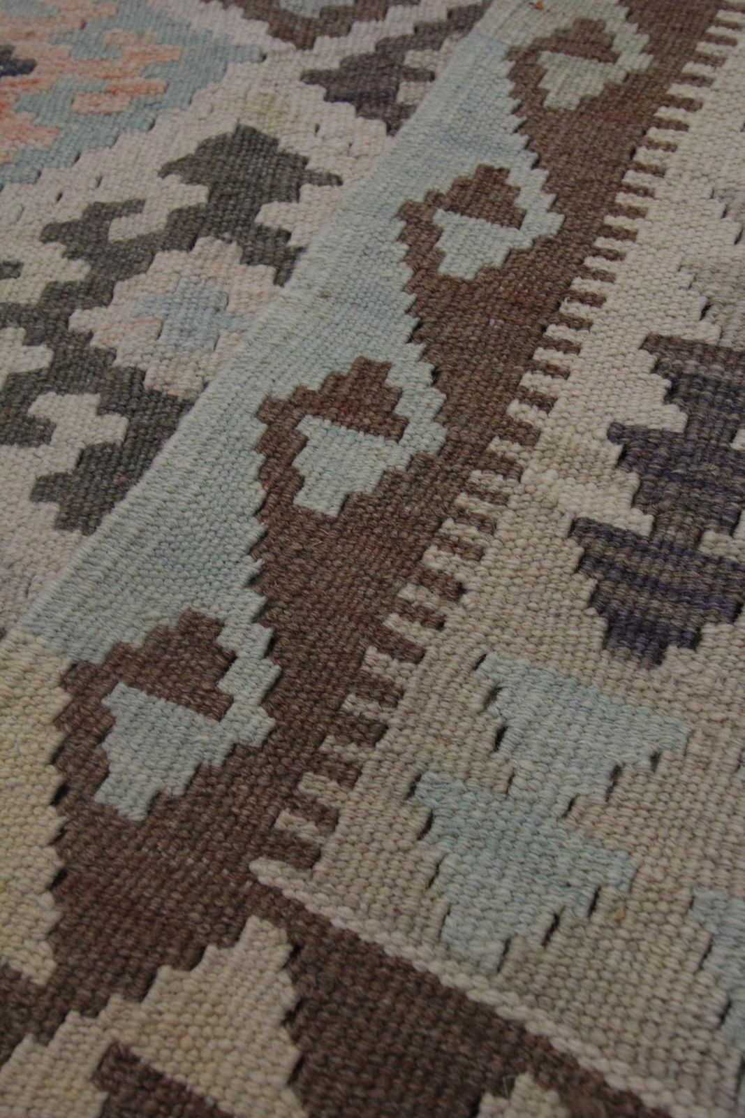 Traditional Wool Kilim Grey Brown Kilim Rug Geometric Modern Area Rug photo for sale