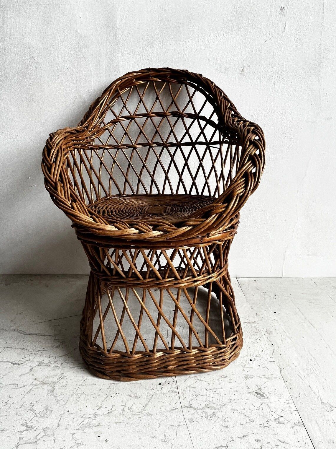 Vintage Wicker Childrens Armchair