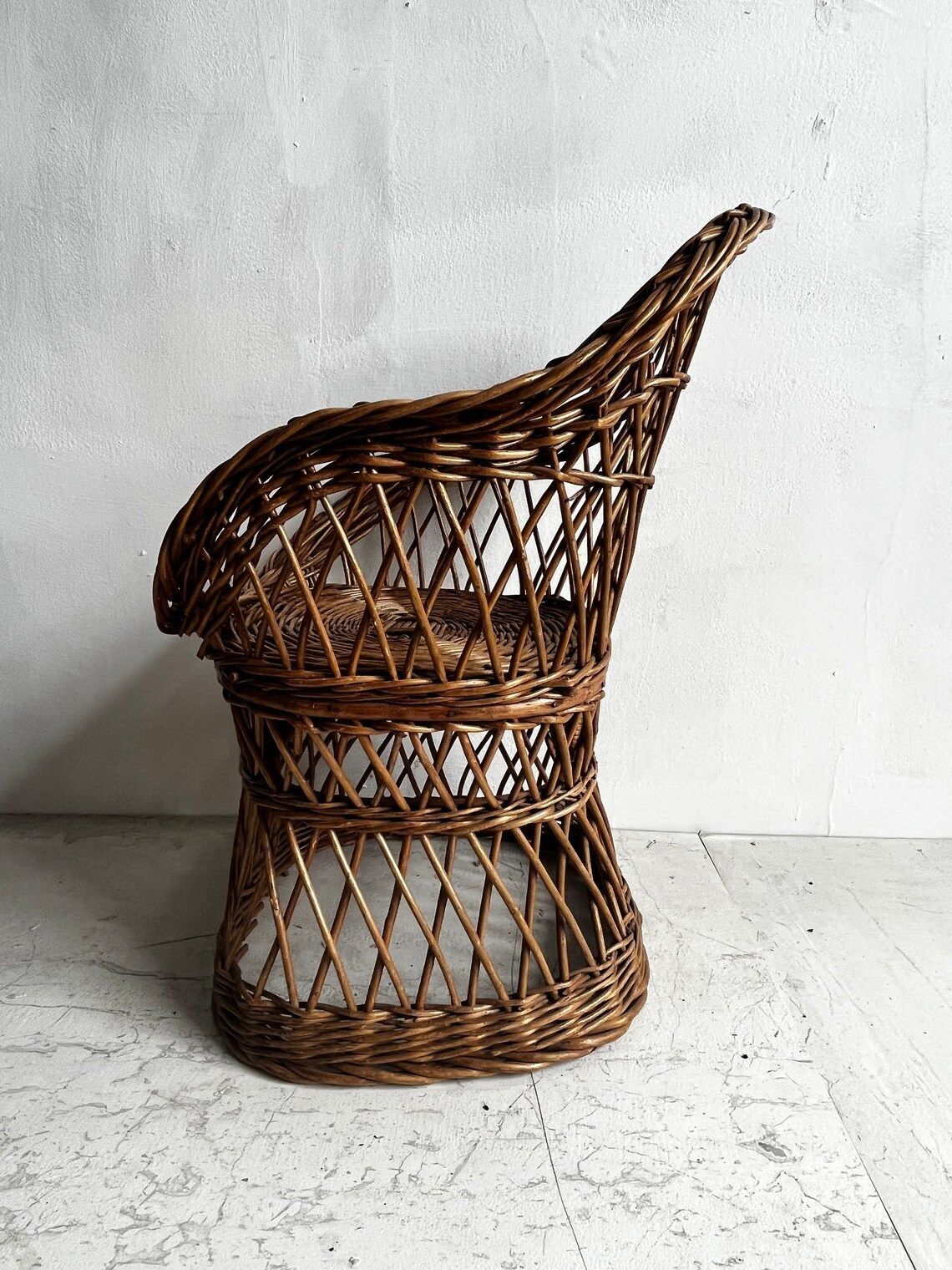 Vintage Wicker Childrens Armchair photo Furniture