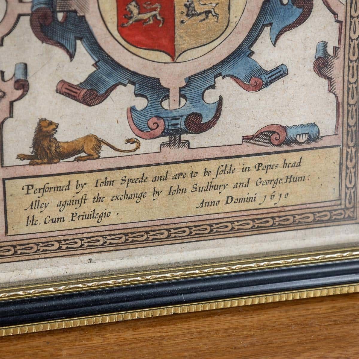 Art 17th Century John Speed Map Of Denbighshire, C.1610 photo