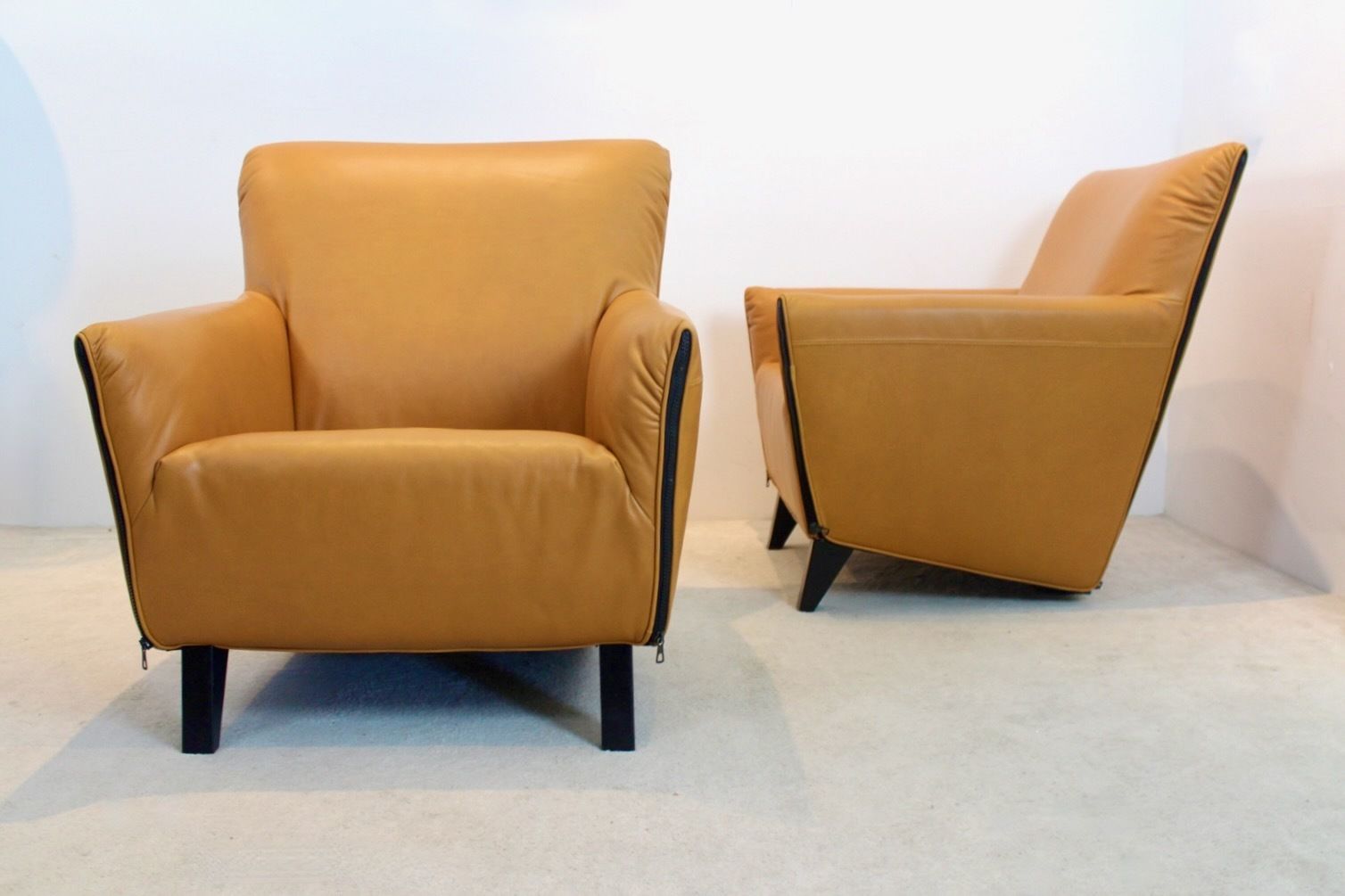 Artifort F330 Cordoba Lounge Chairs In Soft Ochre Leather By Gerard Van Den Berg photo 6401.2