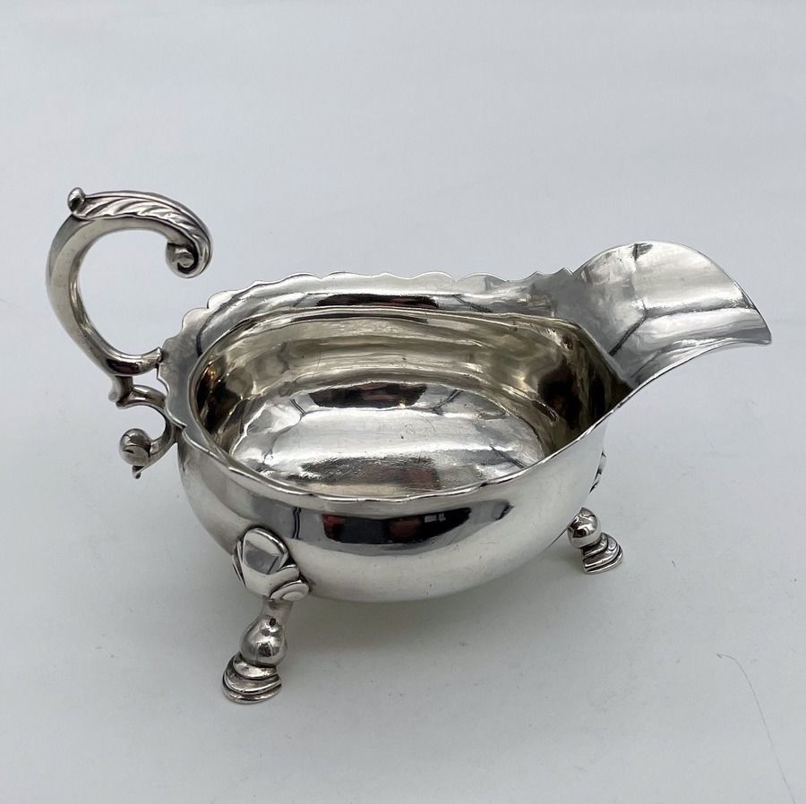 Mid 18th Century Antique George II Pair Silver Sauceboats London 1745 Henry Brind photo 2350.0