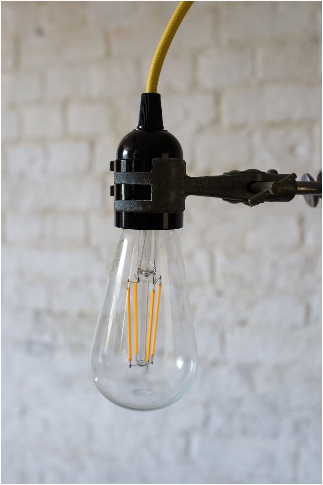 Fantastic Industrial Lab Stand Desk Bedside Lamp In Blue With Yellow Corded Lamp Holder & Lamp (244) photo Lighting
