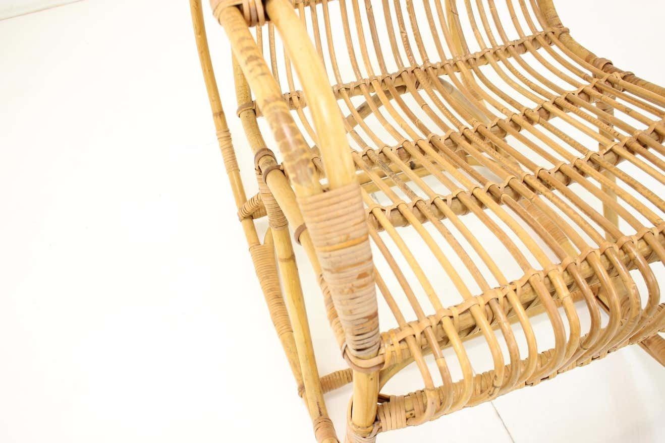 646.0 Mid Century Rattan Rocking Chairs, 1960's photo