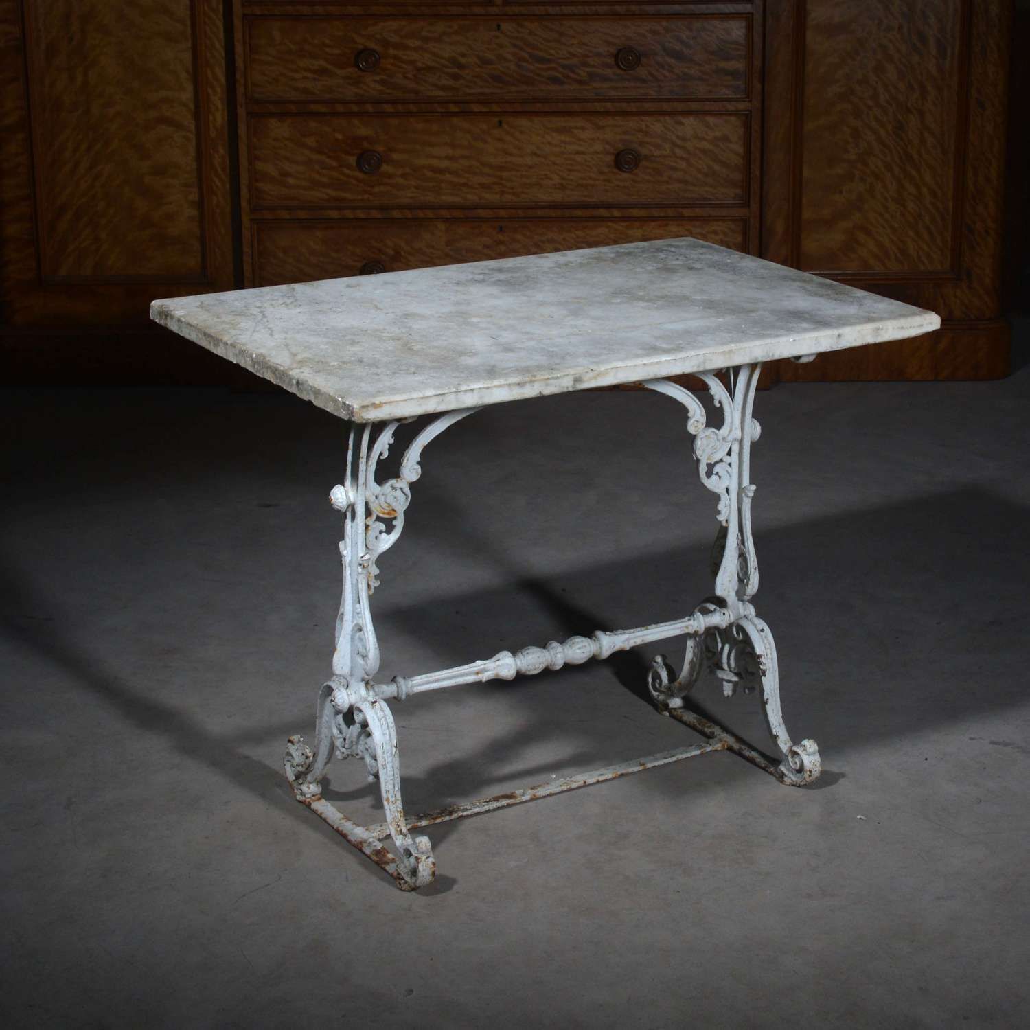 Cast Iron Garden Table With Marble Top