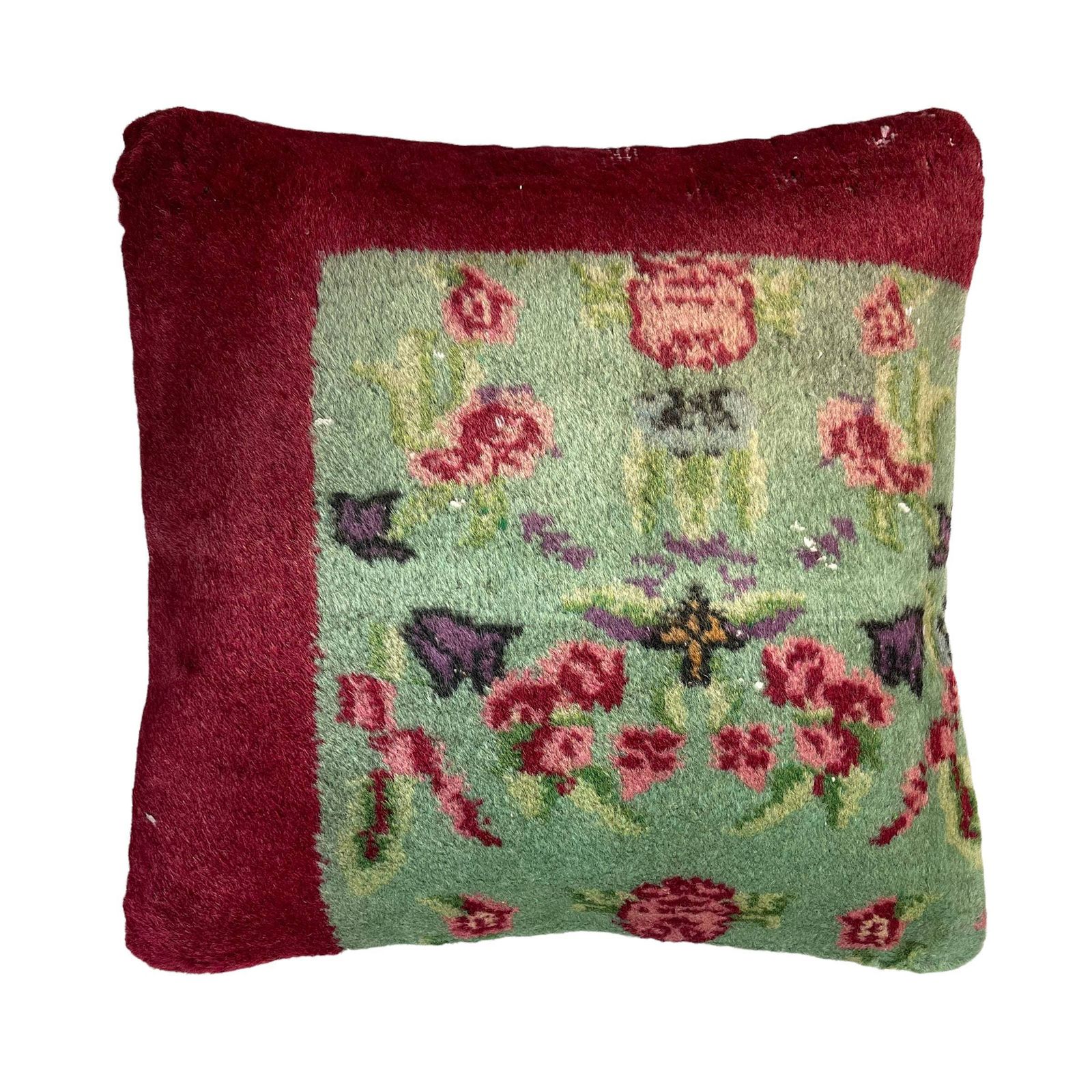 18'' X 18'' Vintage Hand Made Rug Cushion Cover, 45 X 45 Cm Decorative Rug Pillow Cover, Large Vintage Turkish Rug Cushion Cover photo vinterior
