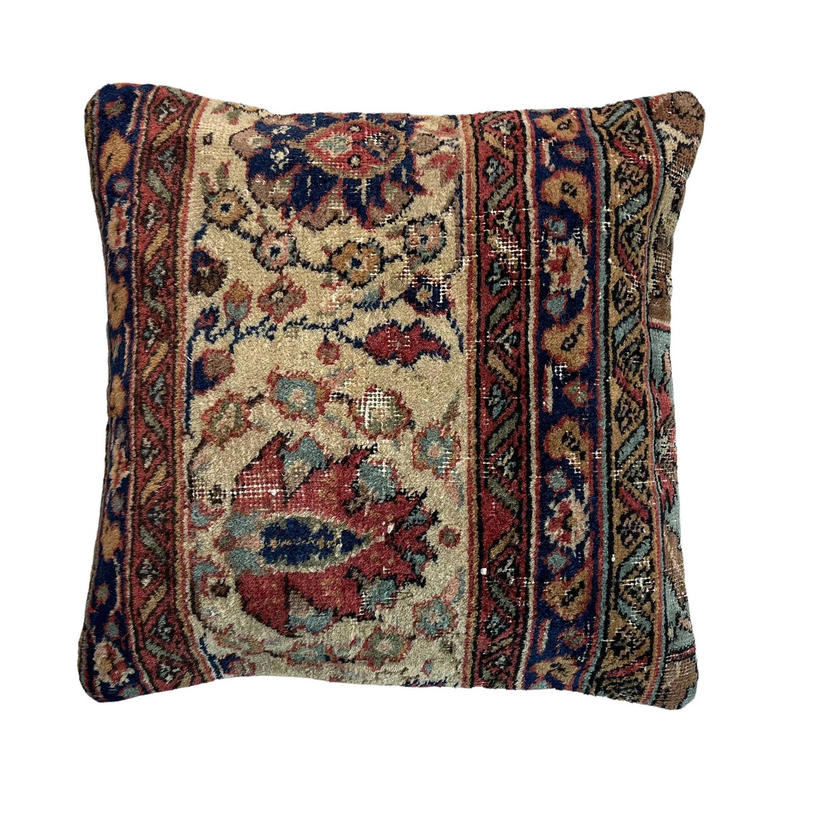 Vintage Hand Made Rug Cushion Cover, 45 X 45 Cm Decorative Rug Pillow Cover, Large Vintage Turkish Rug Cushion Cover