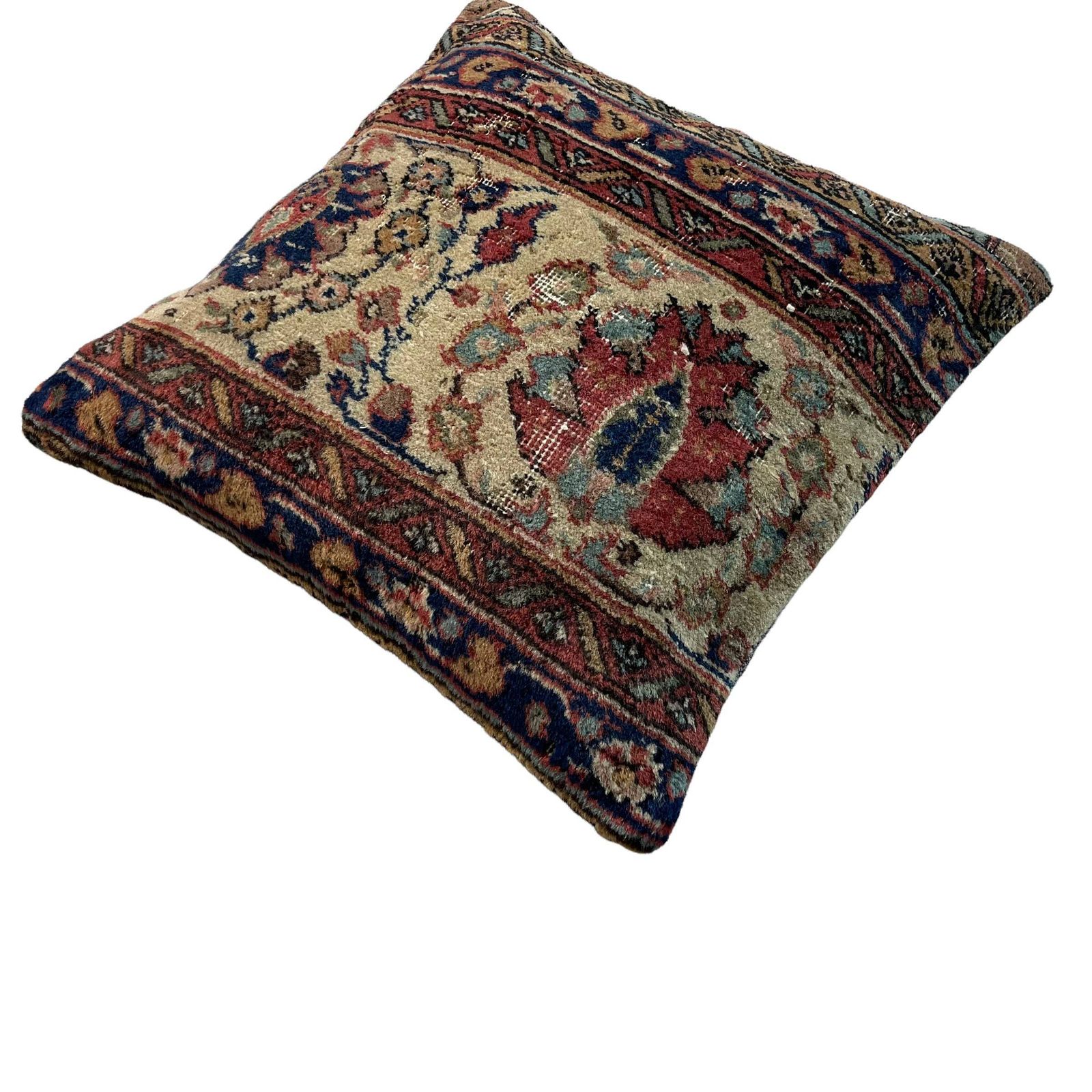 Vintage Hand Made Rug Cushion Cover, 45 X 45 Cm Decorative Rug Pillow Cover, Large Vintage Turkish Rug Cushion Cover photo for sale