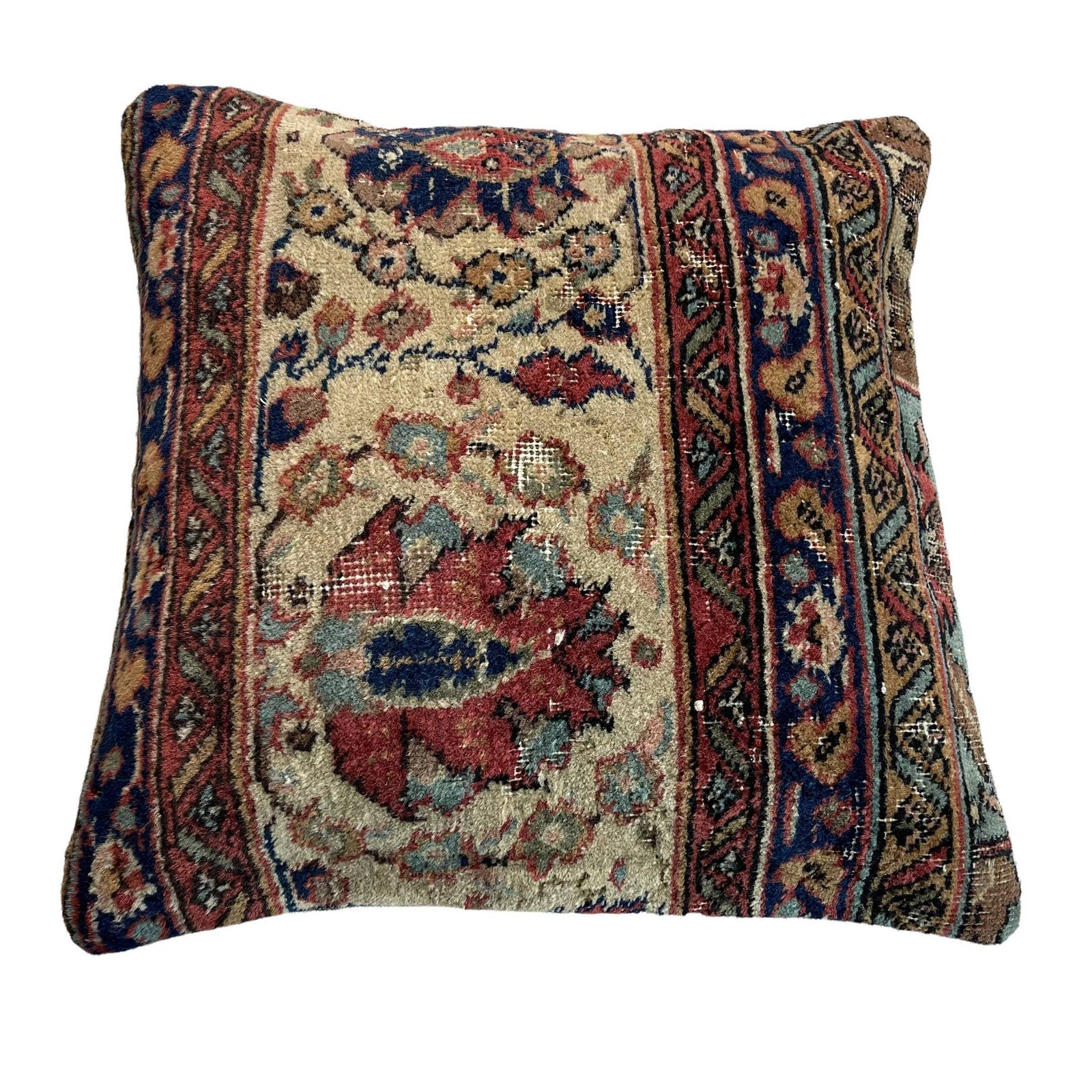 Vintage Hand Made Rug Cushion Cover, 45 X 45 Cm Decorative Rug Pillow Cover, Large Vintage Turkish Rug Cushion Cover photo Textiles