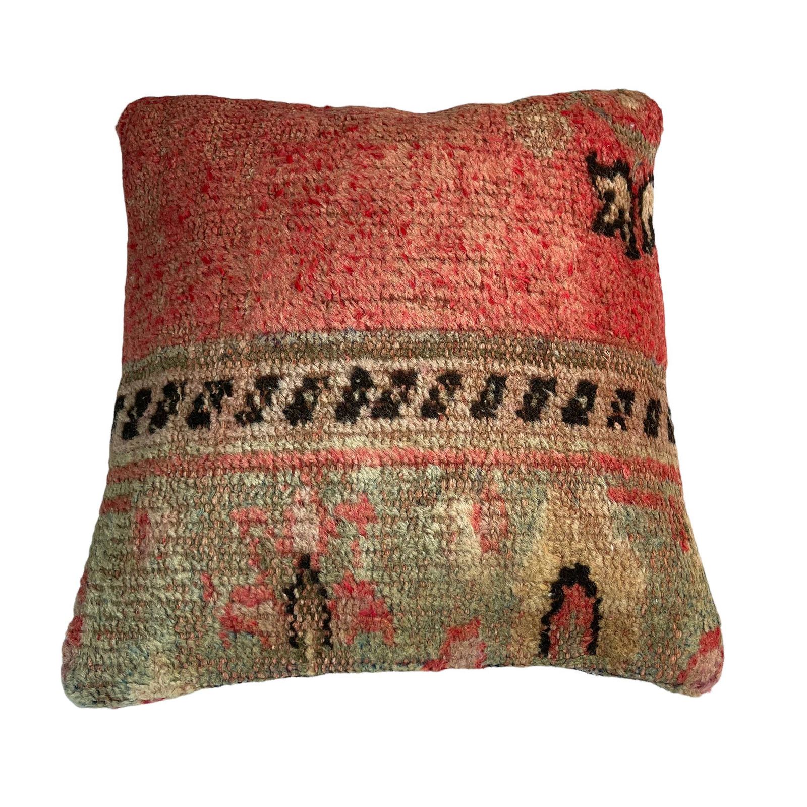 Vintage Hand Made Rug Cushion Cover, 45 X 45 Cm Decorative Rug Pillow Cover, Large Vintage Turkish Rug Cushion Cover photo vintage