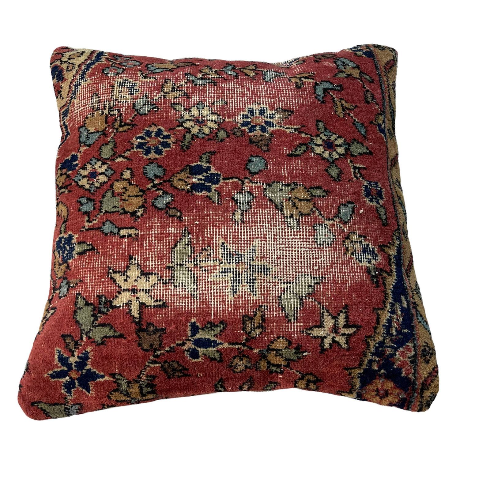 18'' X 18'' Vintage Hand Made Rug Cushion Cover, 45 X 45 Cm Decorative Rug Pillow Cover, Large Vintage Turkish Rug Cushion Cover photo vintage