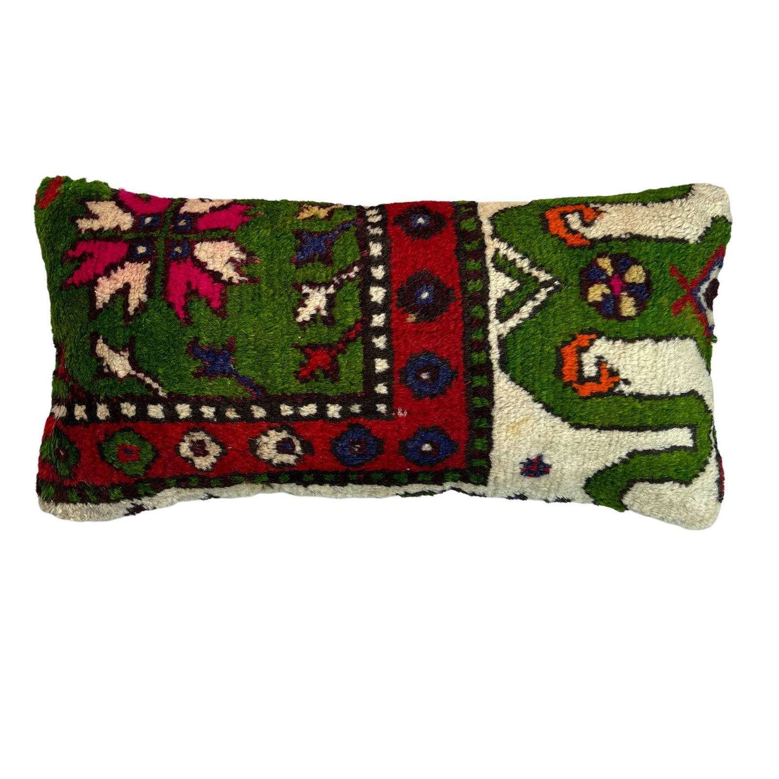 Vintage Hand Made Rug Cushion Cover, 30 X 60 Cm Decorative Rug Pillow Cover, Large Vintage Turkish Rug Cushion Cover