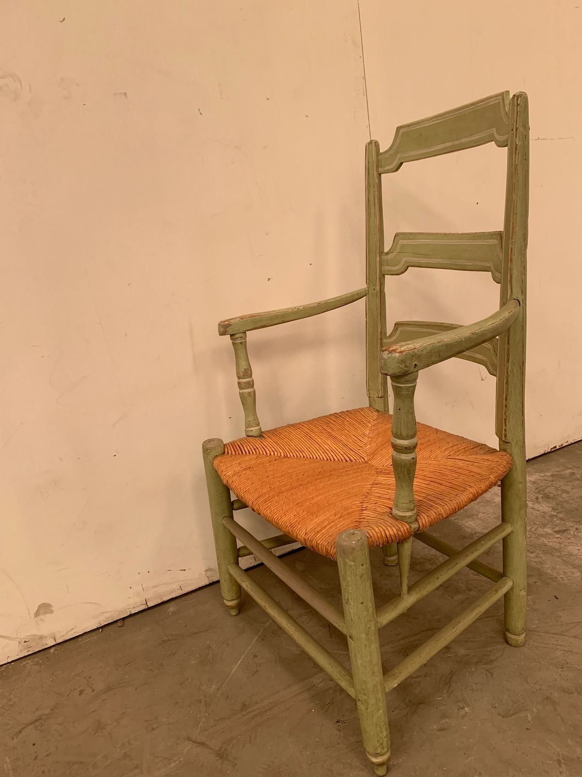 Provençal Armchair In Patinated Beech With Straw Seat, 20th Century photo furniture