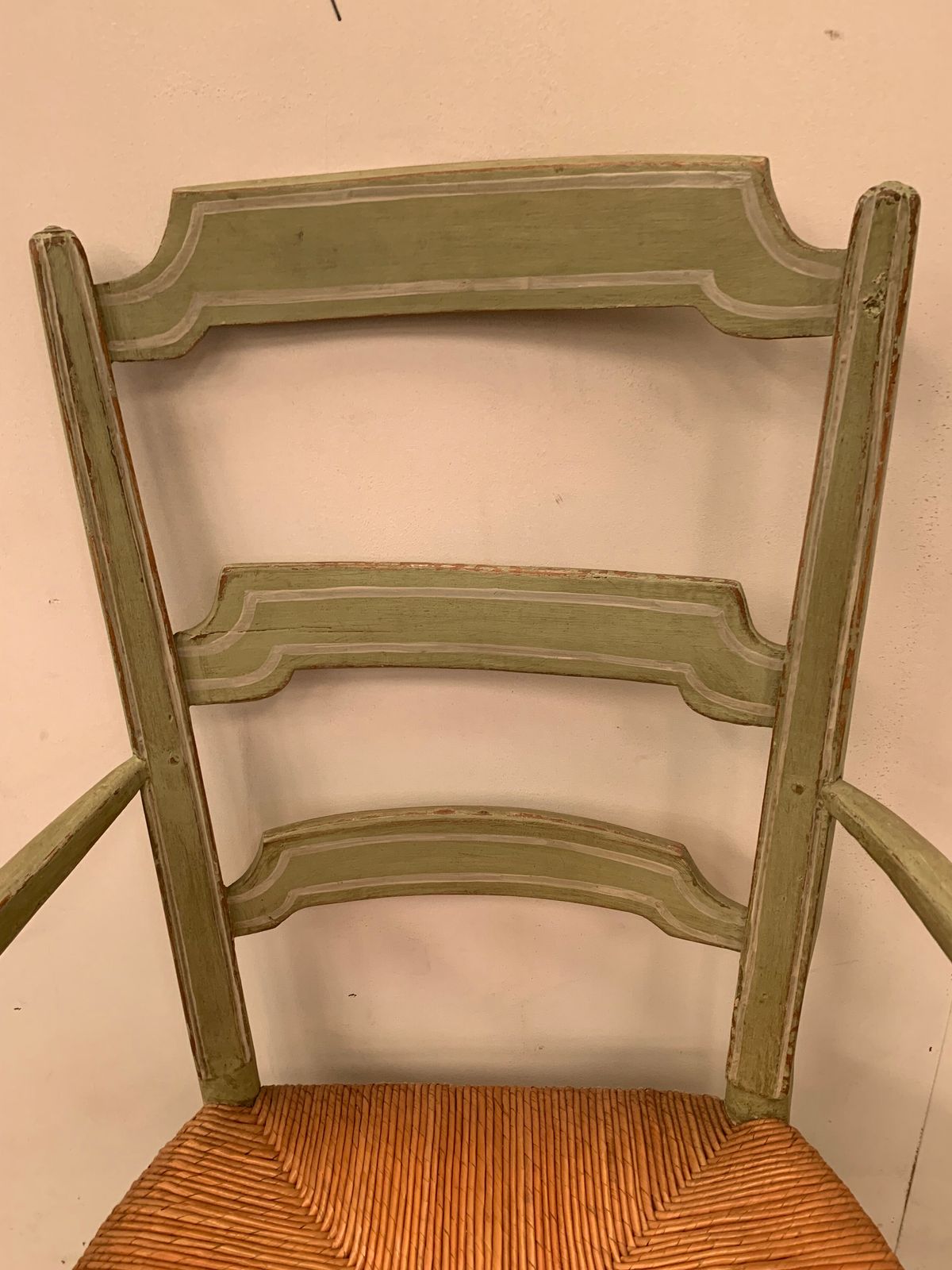 Provençal Armchair In Patinated Beech With Straw Seat, 20th Century photo vintage