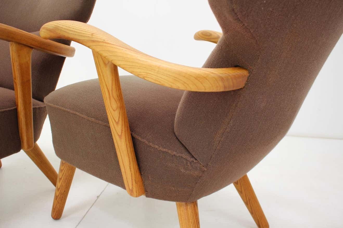 Furniture 1940s Rare Pair Of Oak Armchairs By Krasna Jizba, Czechoslovakia photo