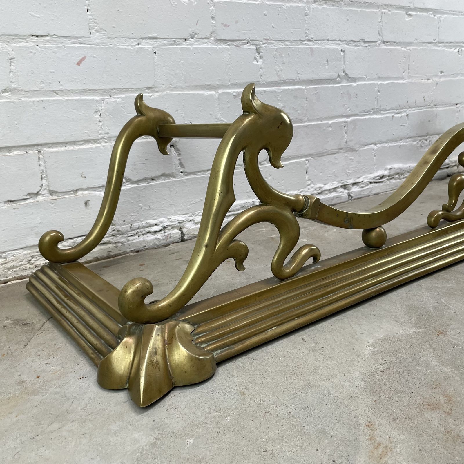 Antique Art Nouveau Brass Fireplace Fender photo Home Fixtures