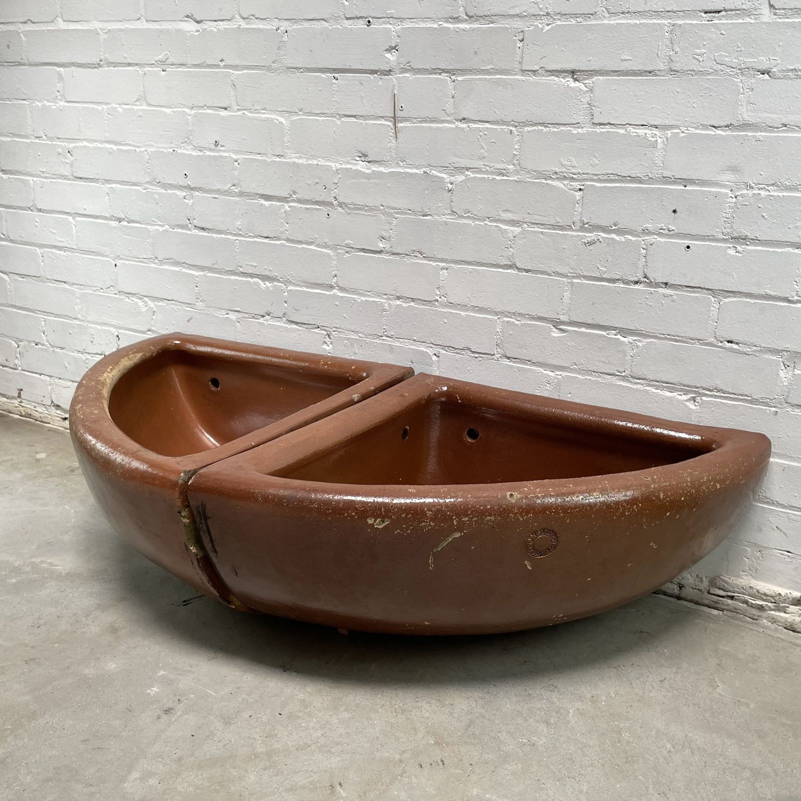 Pair Of Reclaimed Quarter Round Salt Glazed Corner Troughs photo furniture