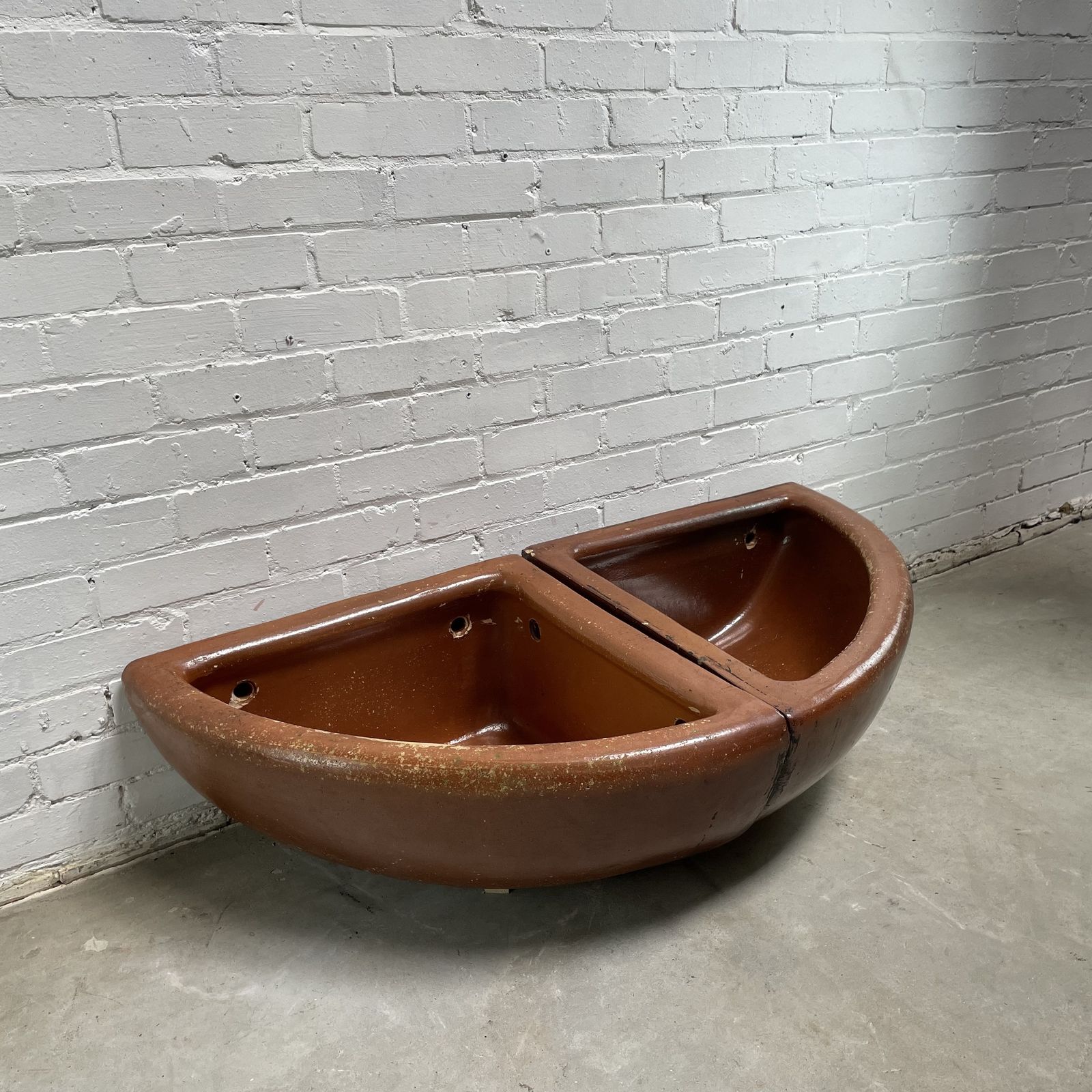 Pair Of Reclaimed Quarter Round Salt Glazed Corner Troughs photo furniture