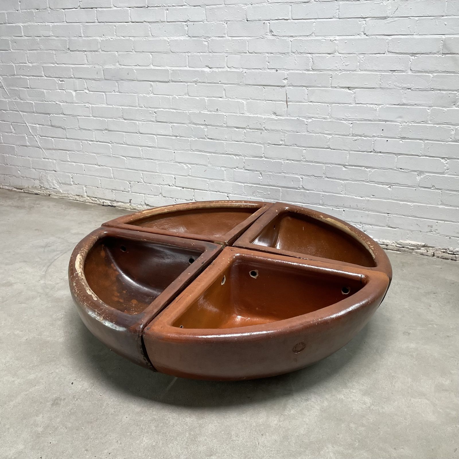 Set Of 4 Reclaimed Quarter Round Salt Glazed Corner Troughs