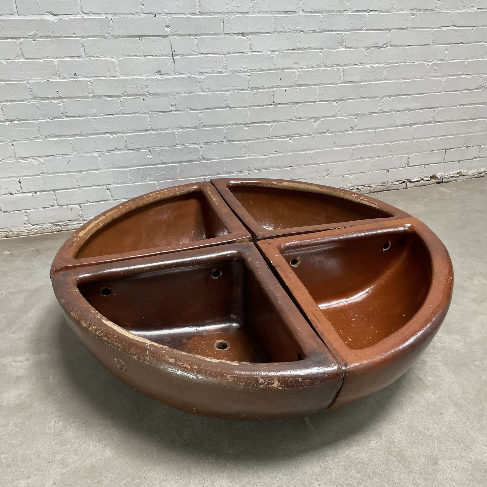 Set Of 4 Reclaimed Quarter Round Salt Glazed Corner Troughs photo buy
