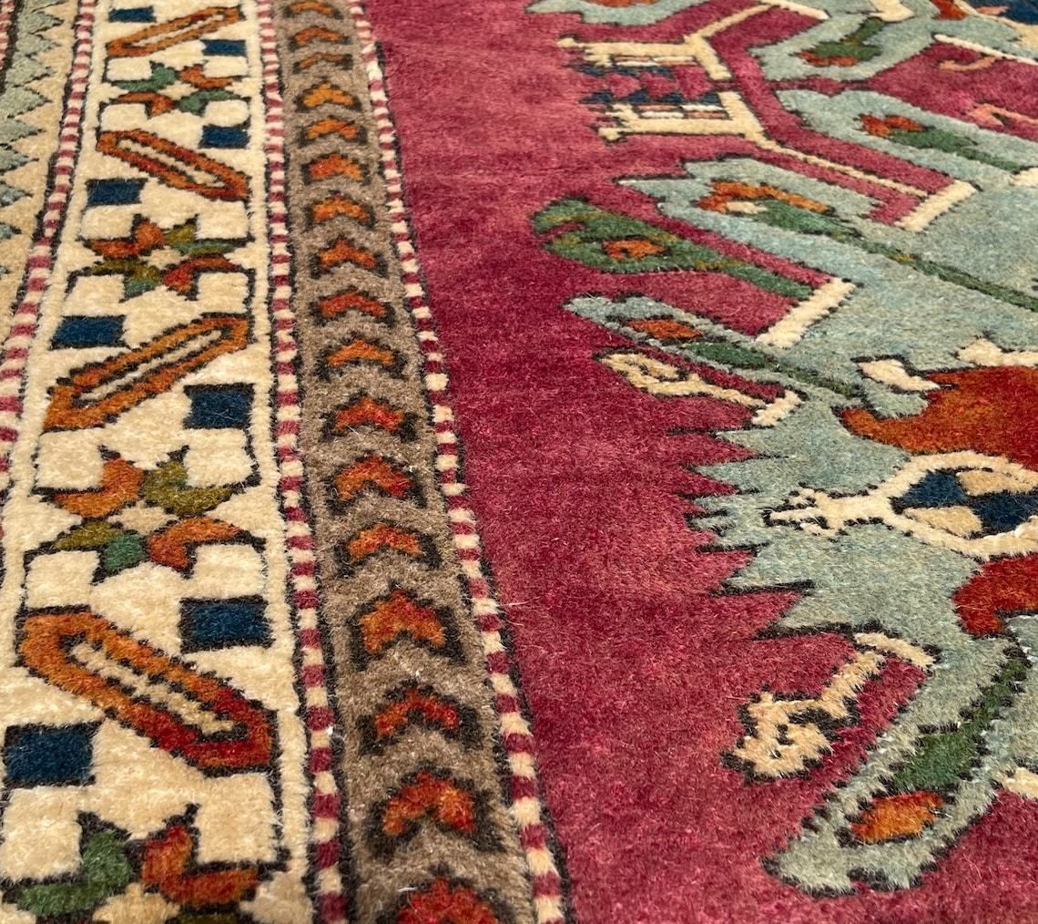 Vintage Turkish Kars Kazak Rug ,Fine Hand Knotted  Kars Kazak Carpet 204 X 134 Cm photo vinterior