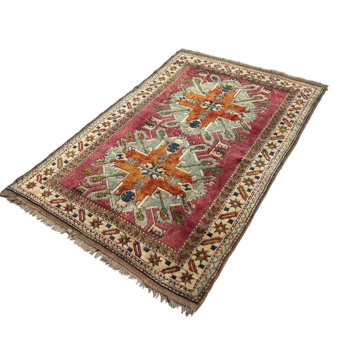 Vintage Turkish Kars Kazak Rug ,Fine Hand Knotted  Kars Kazak Carpet 204 X 134 Cm photo buy