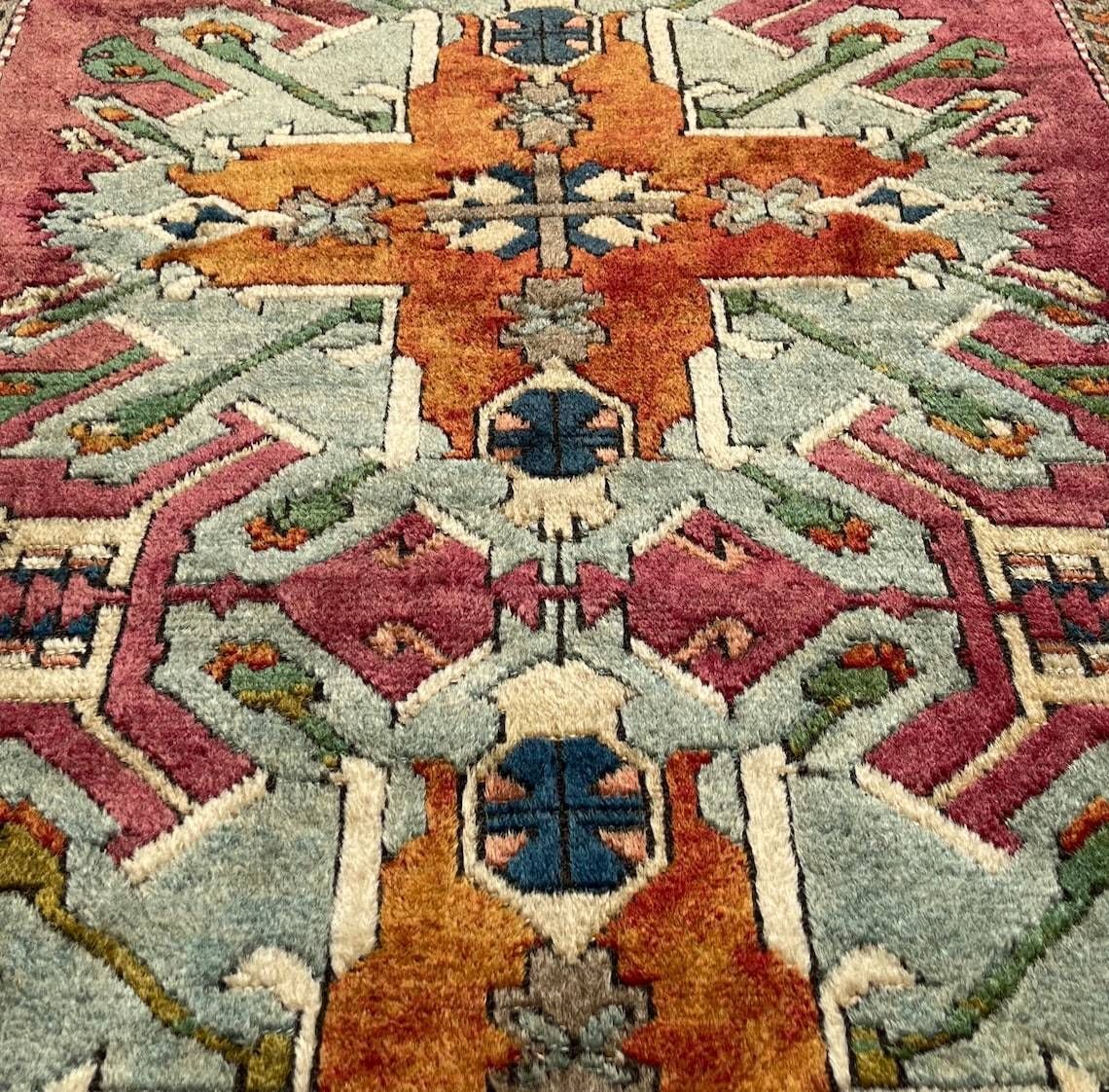 photo for sale Vintage Turkish Kars Kazak Rug ,Fine Hand Knotted  Kars Kazak Carpet 204 X 134 Cm