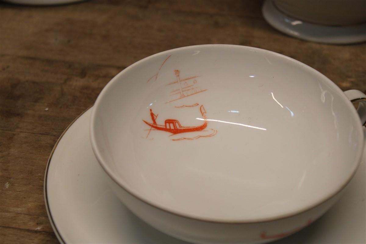 Italian Tea Service Guido Andlovitz Italy 1940s With Venice And Gondolas Laveno photo vintage