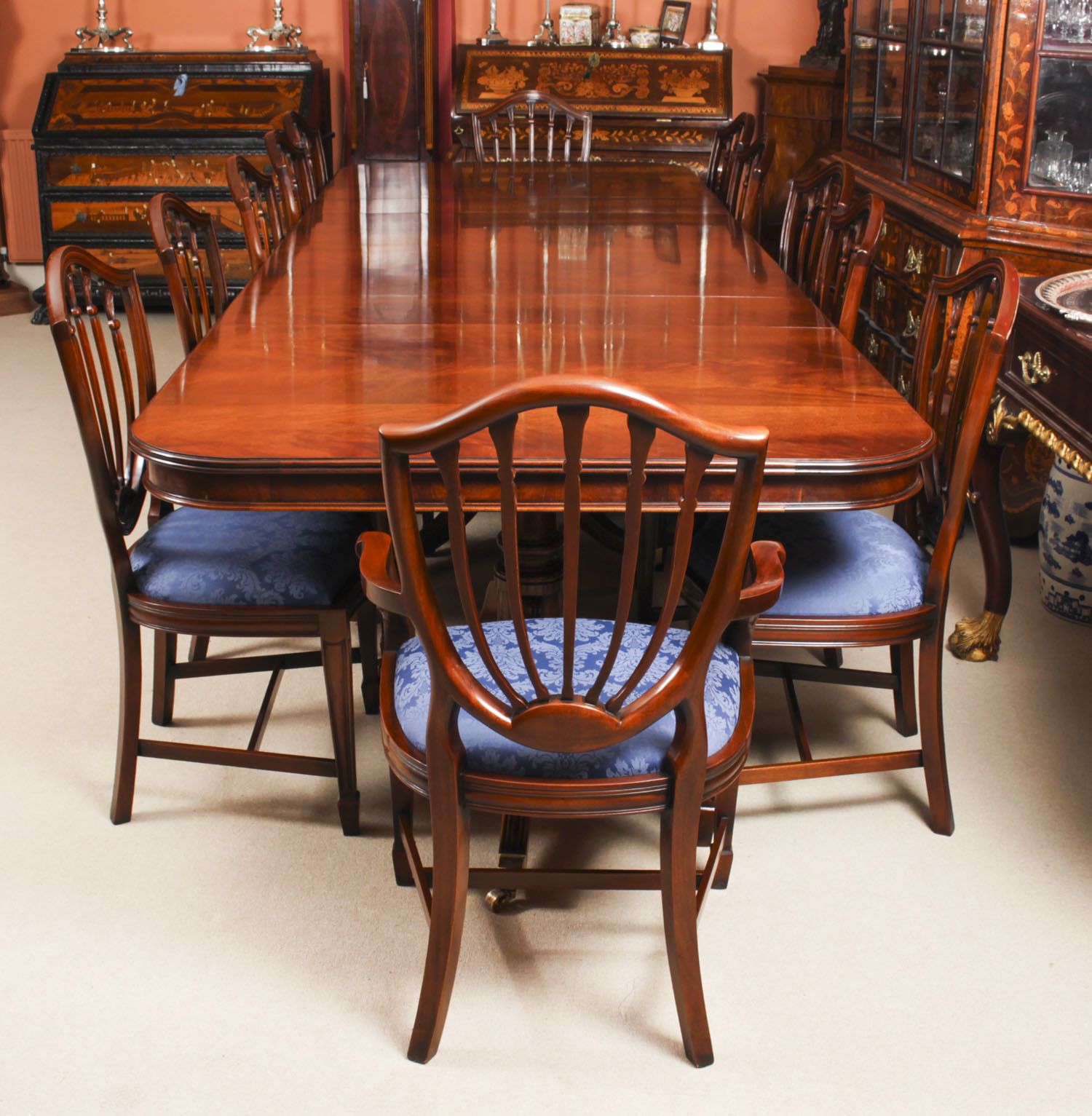 Bespoke 12ft Regency Revival Dining Table Inlaid Flame Mahogany photo Furniture