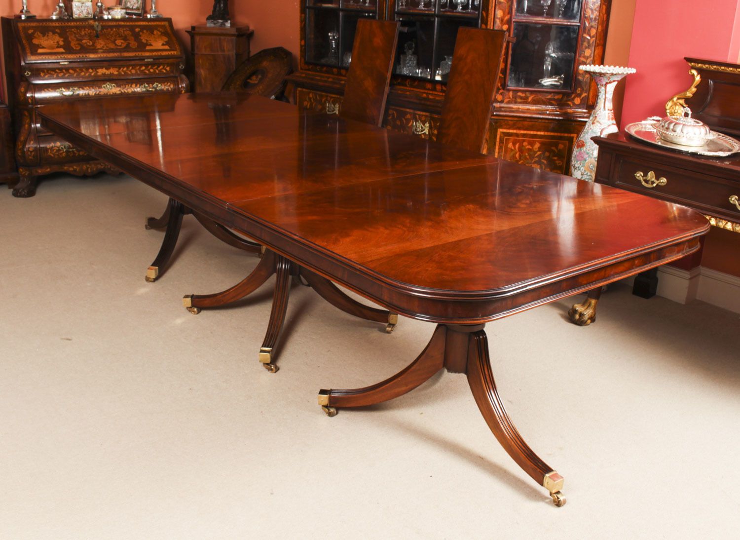 Bespoke 12ft Regency Revival Dining Table Inlaid Flame Mahogany photo buy